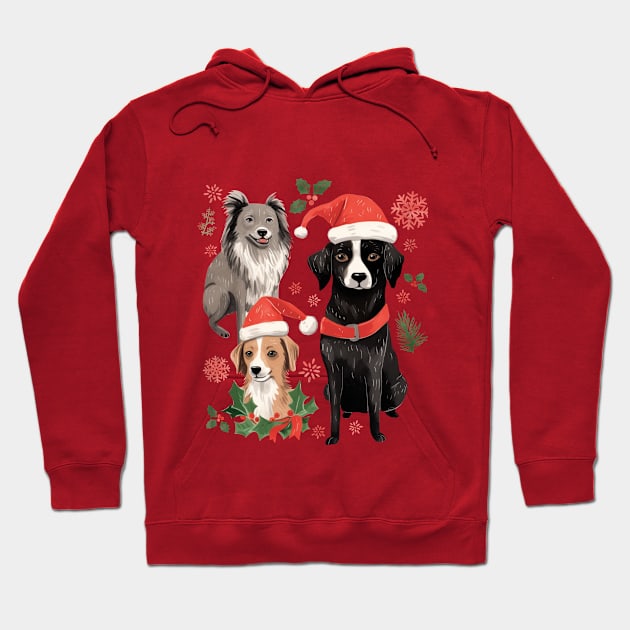 DOGGY WINTER WHIMSY CUTE HAND-DRAWN DOGS CHRISTMAS WATERCOLOR ART Hoodie by rraynerr